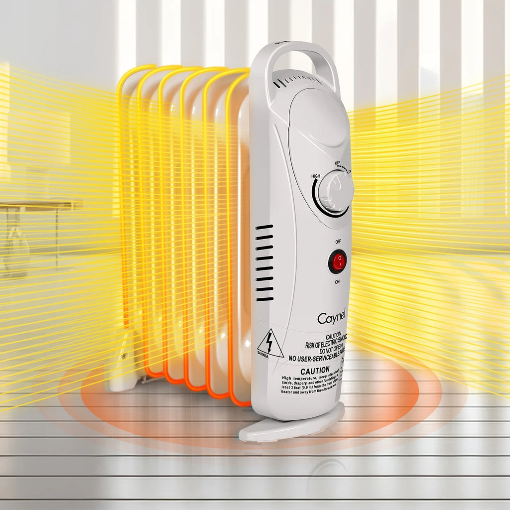 Mini Electric Oil Filled Radiator 7-Fin Space Heater, 700W, White C63792