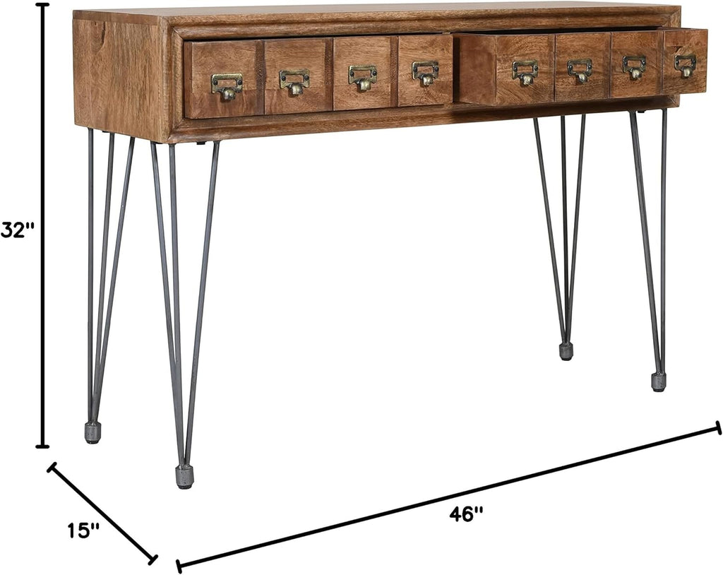 Solid Wood Console Table with Apothecary Drawers O492