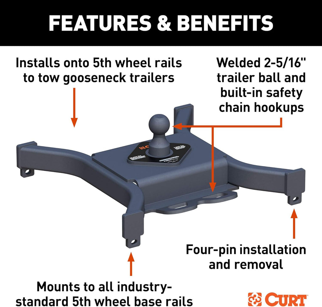 2-5/16-Inch 30,000 lbs 5th Wheel to Gooseneck Adapter Hitch O18546