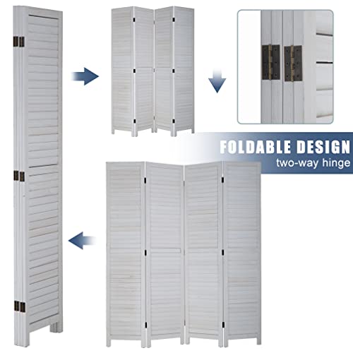 White 6 Panel Wood Room Divider G8406