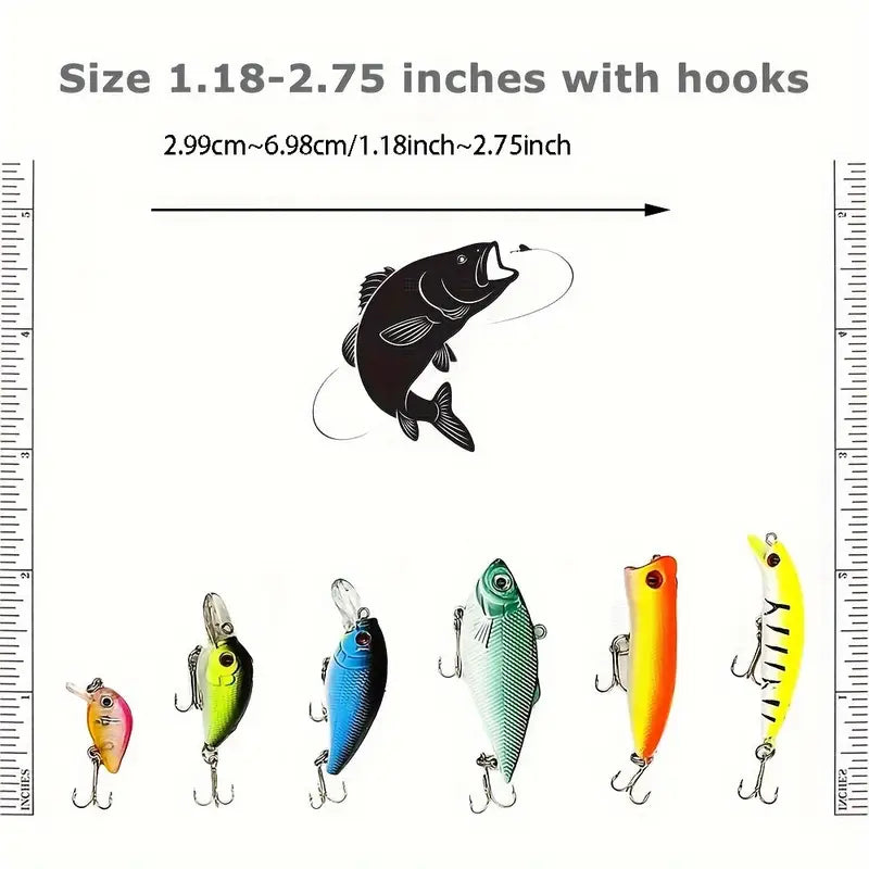 30pcs Mixed Color PP Fishing Lures Crankbaits Kit M675