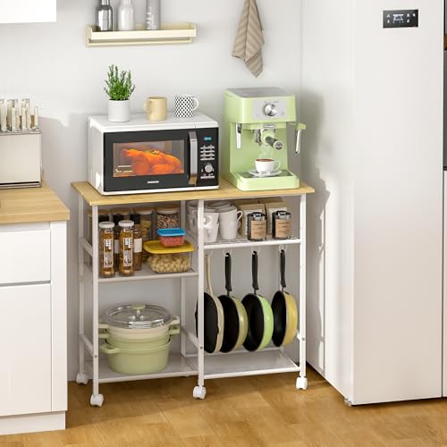 Microwave Cart with Wheels and Adjustable Shelf E687092