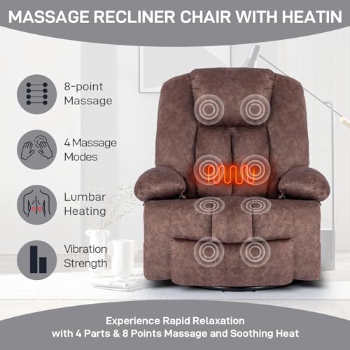 360 Degree Swivel Recliner Chair with Heated Massage A76605