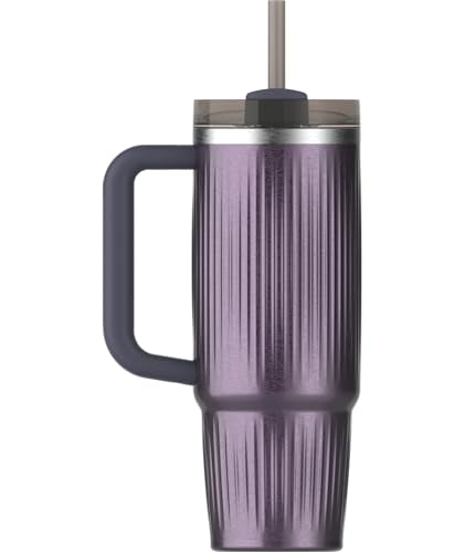 30 oz Insulated Stainless Steel Tumbler with Handle and Straw P35977