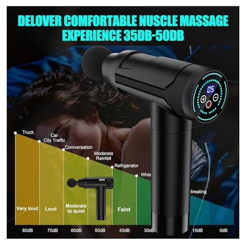 Black Percussion Massage Gun with 6 Replacement Heads R145620
