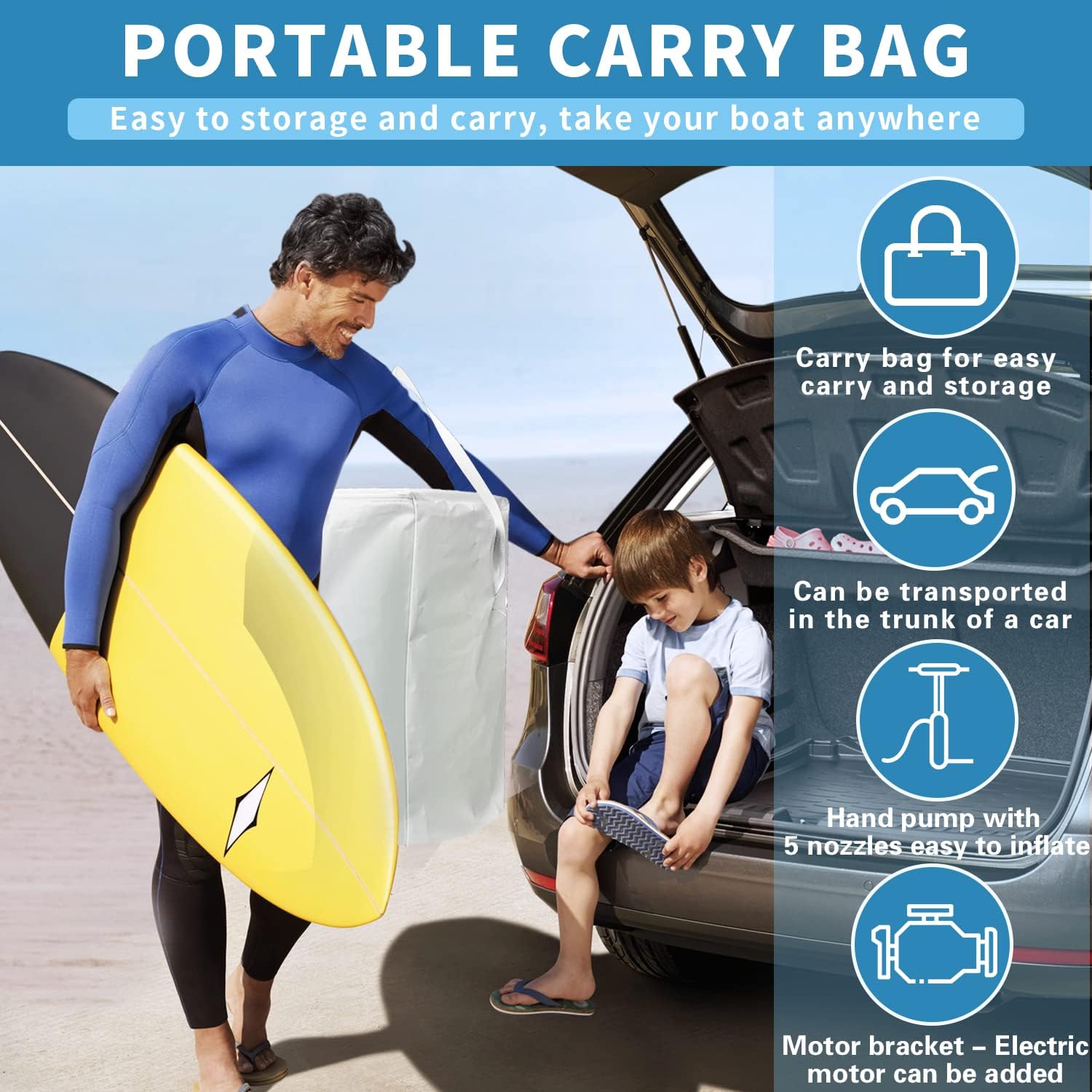 10 ft 4 Persons Inflatable Boat with Paddles Air Pump Carry Bag N905