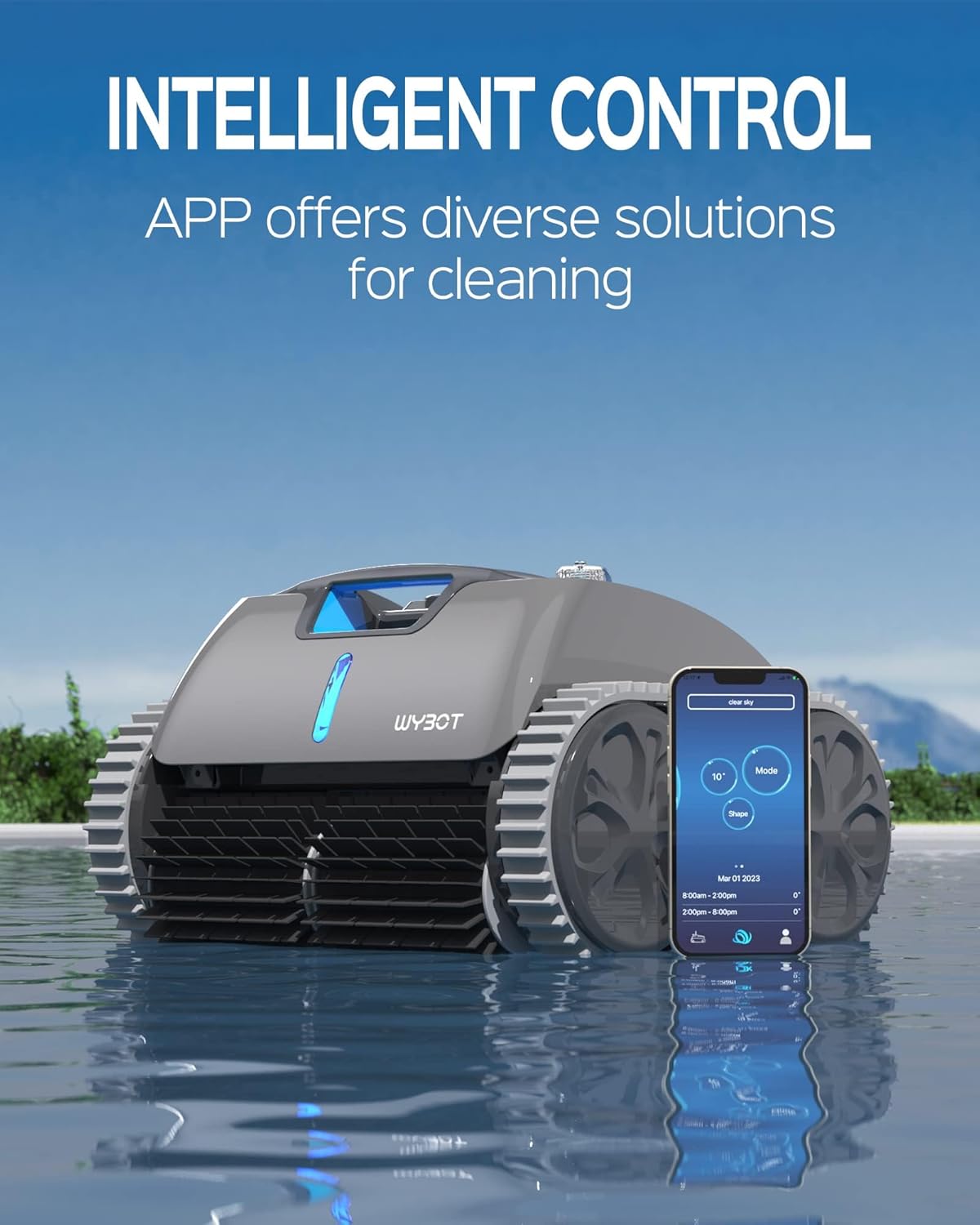 Wall Climbing Robotic Pool Cleaner with APP, 15000mAH Battery, LED Indicator Z584