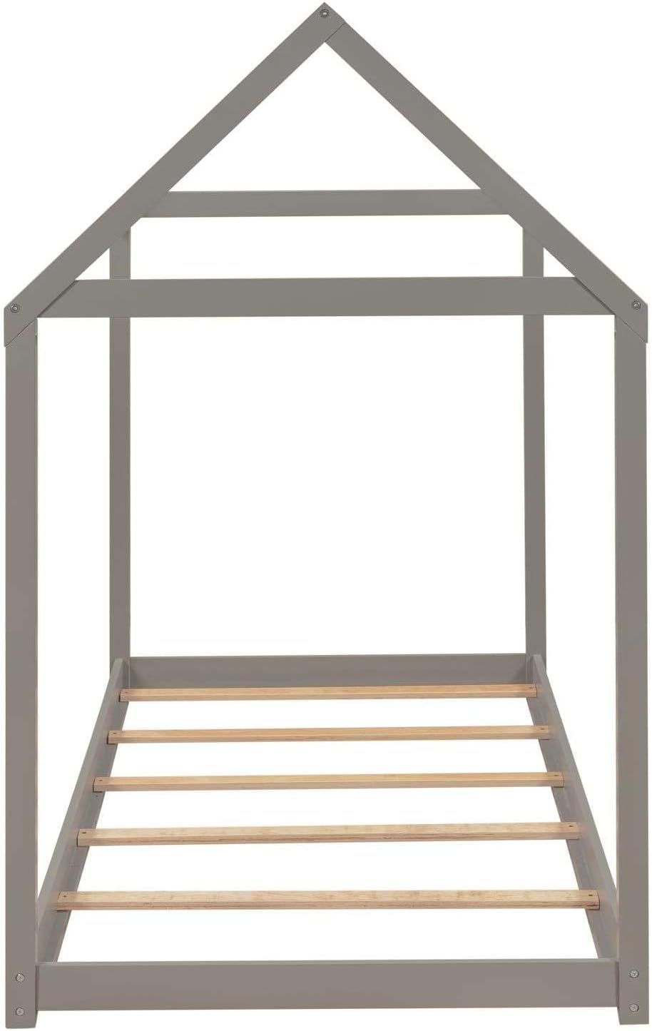 Gray Twin Size Wooden House Bed B85289