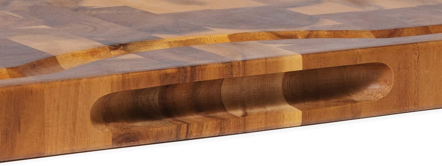 Acacia End Grain Cutting Board with Juice Groove, 24" x 16" x 1" P5907
