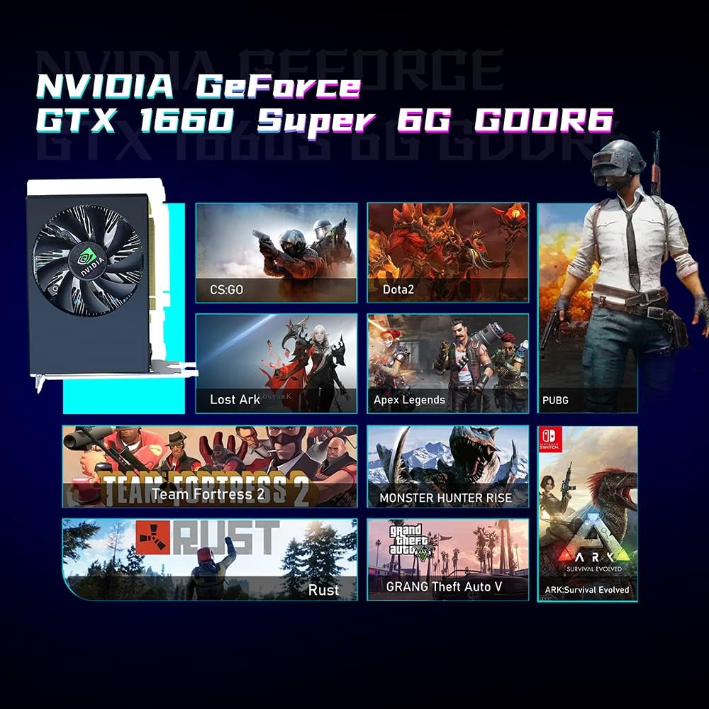 RGB Gaming PC Desktop Computer with Intel Quad I7, GeForce GTX 1660 Super 6G, 16GB Memory, 256G SSD + 3TB, WiFi & Bluetooth 5.0, Win 10 Pro S1142