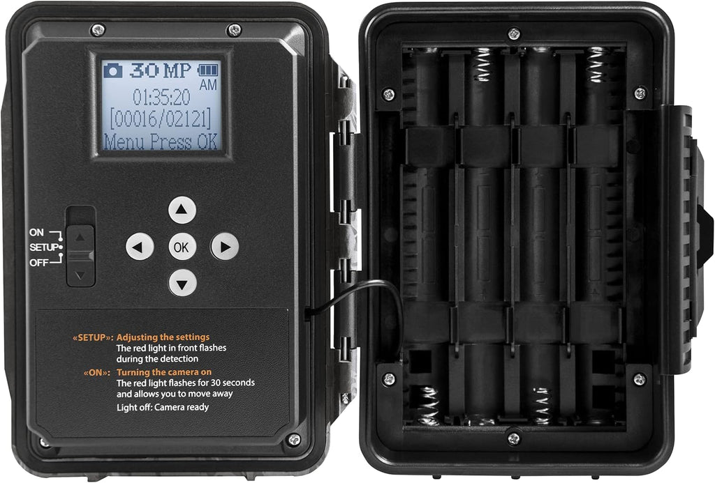 Trail Camera (30MP) with 16 GB SD Card, Card Reader, and Steel Reinforced Strap U6606