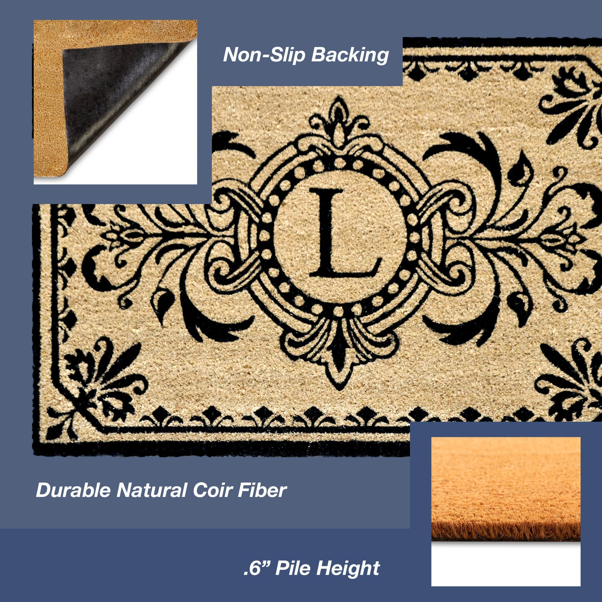 Dwell Vine Coir Doormat with Non-Slip Backing