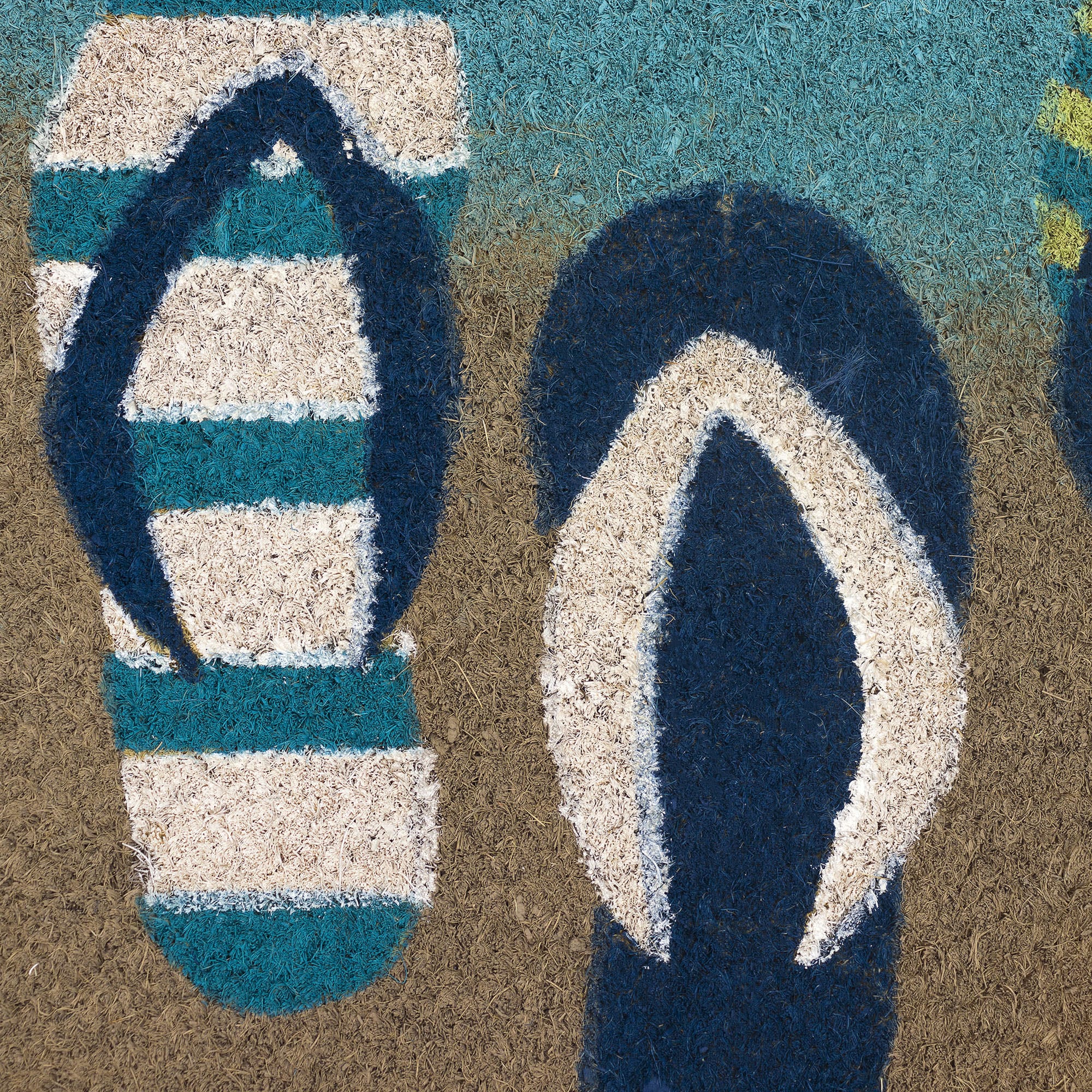 Natura Flip Flops Ombre Coir Doormat with Non-Slip Backing
