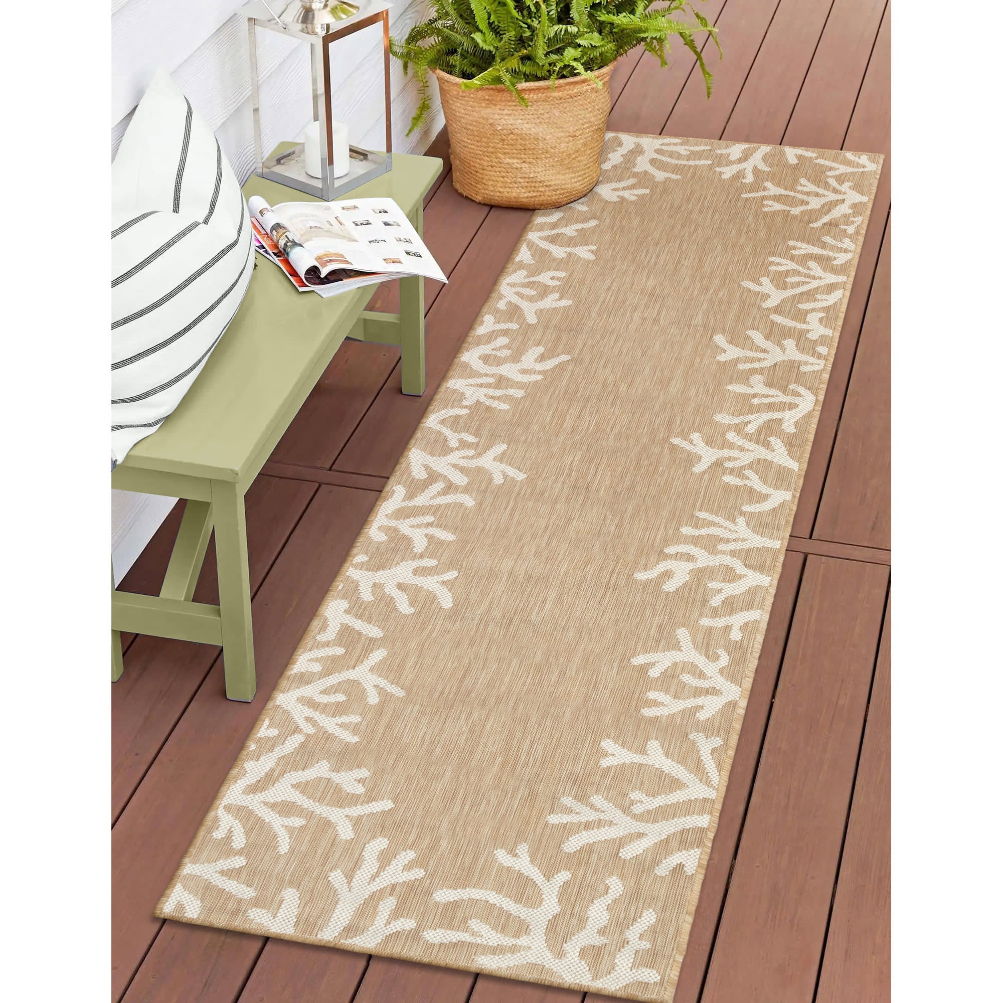 Carmel Coral Border Indoor Outdoor Area Rug