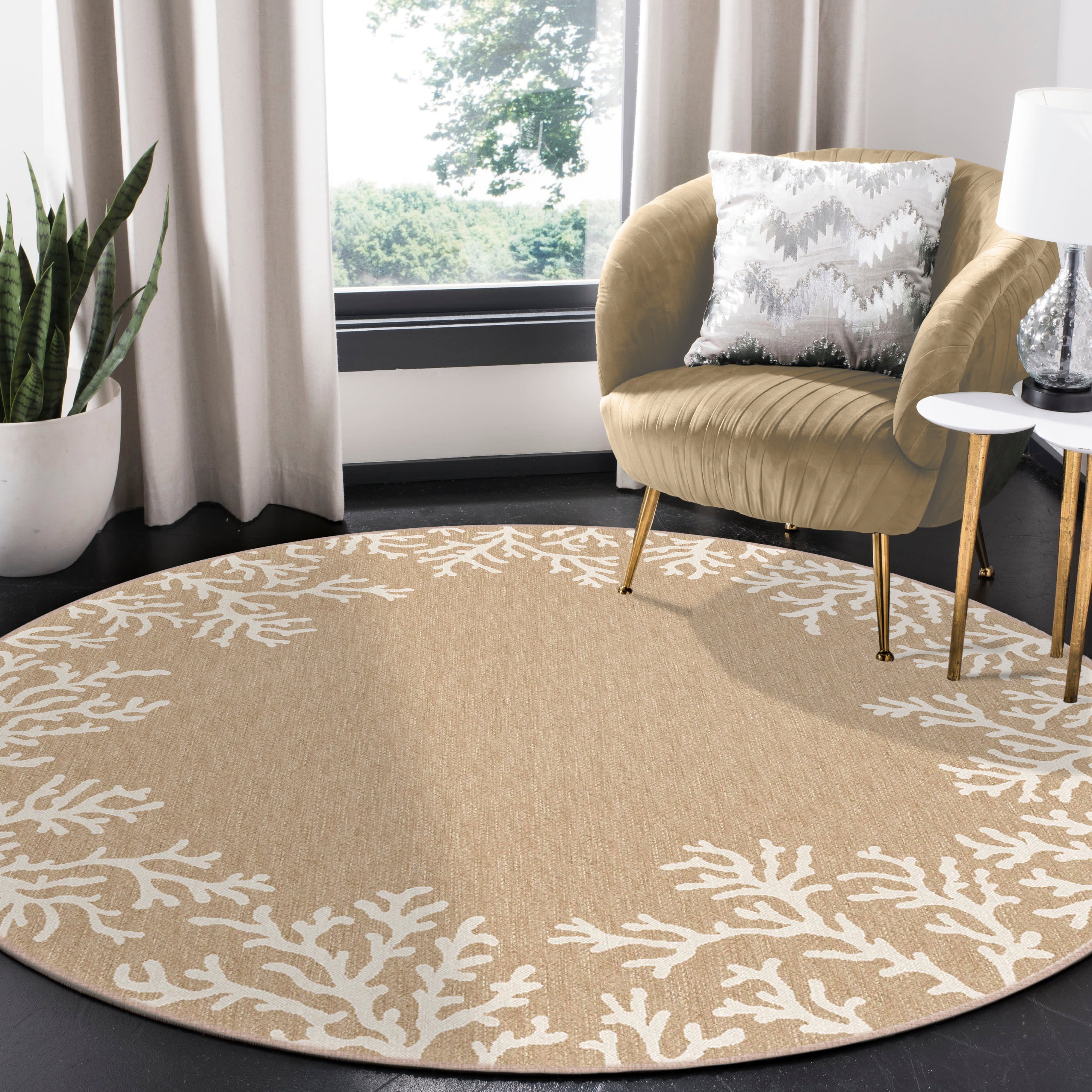 Carmel Coral Border Indoor Outdoor Area Rug
