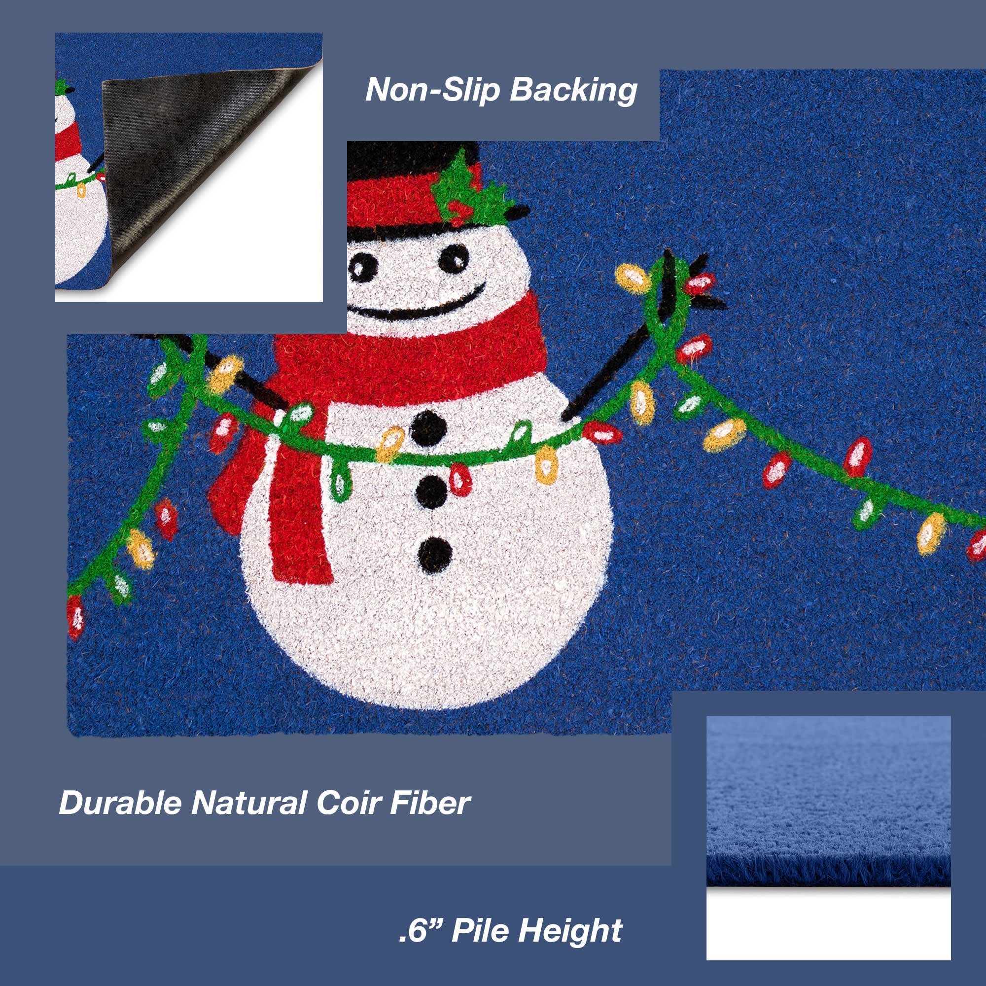 Natura Frosty And Bright Coir Doormat with Non-Slip Backing