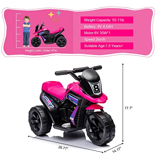 6V Kids Ride on Motorcycle, 3 Wheeled Electric Motorcycle A362