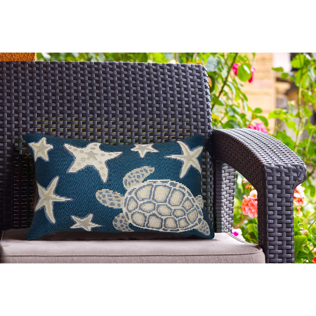 Marina Turtle And Stars Indoor Outdoor Throw Pillow