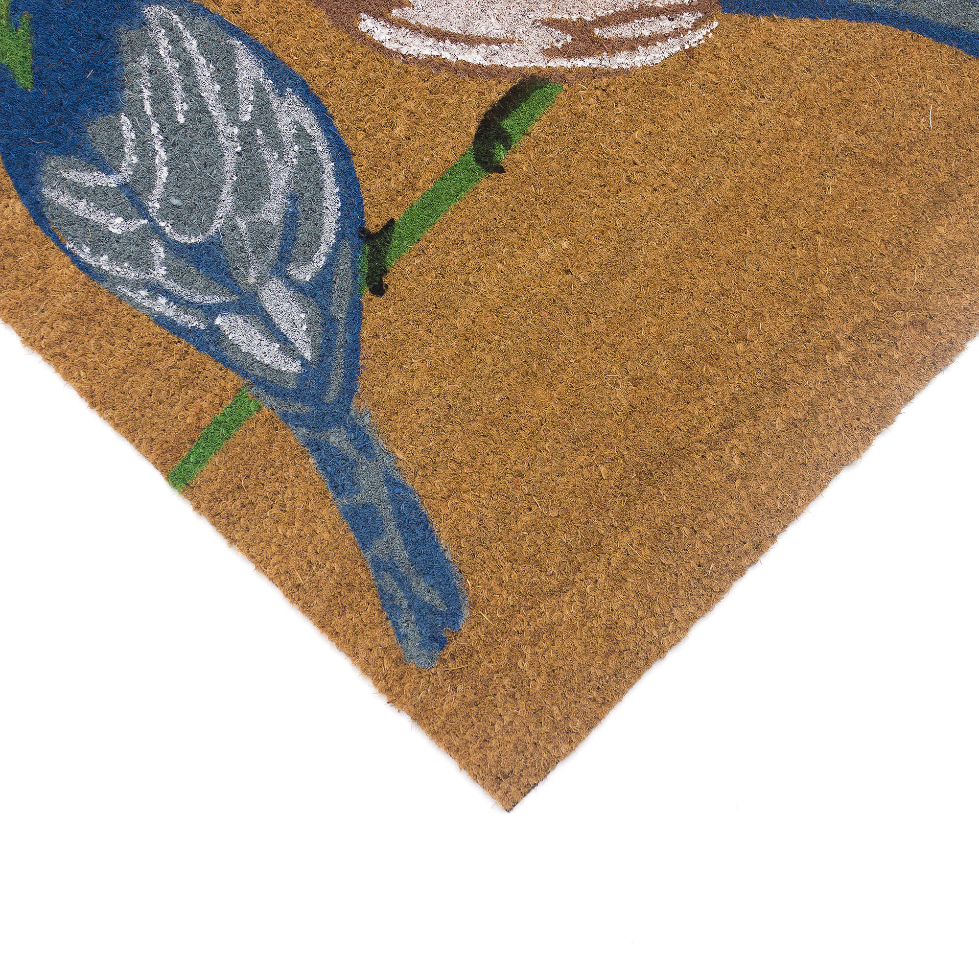 Natura Blue Birds Coir Doormat with Non-Slip Backing