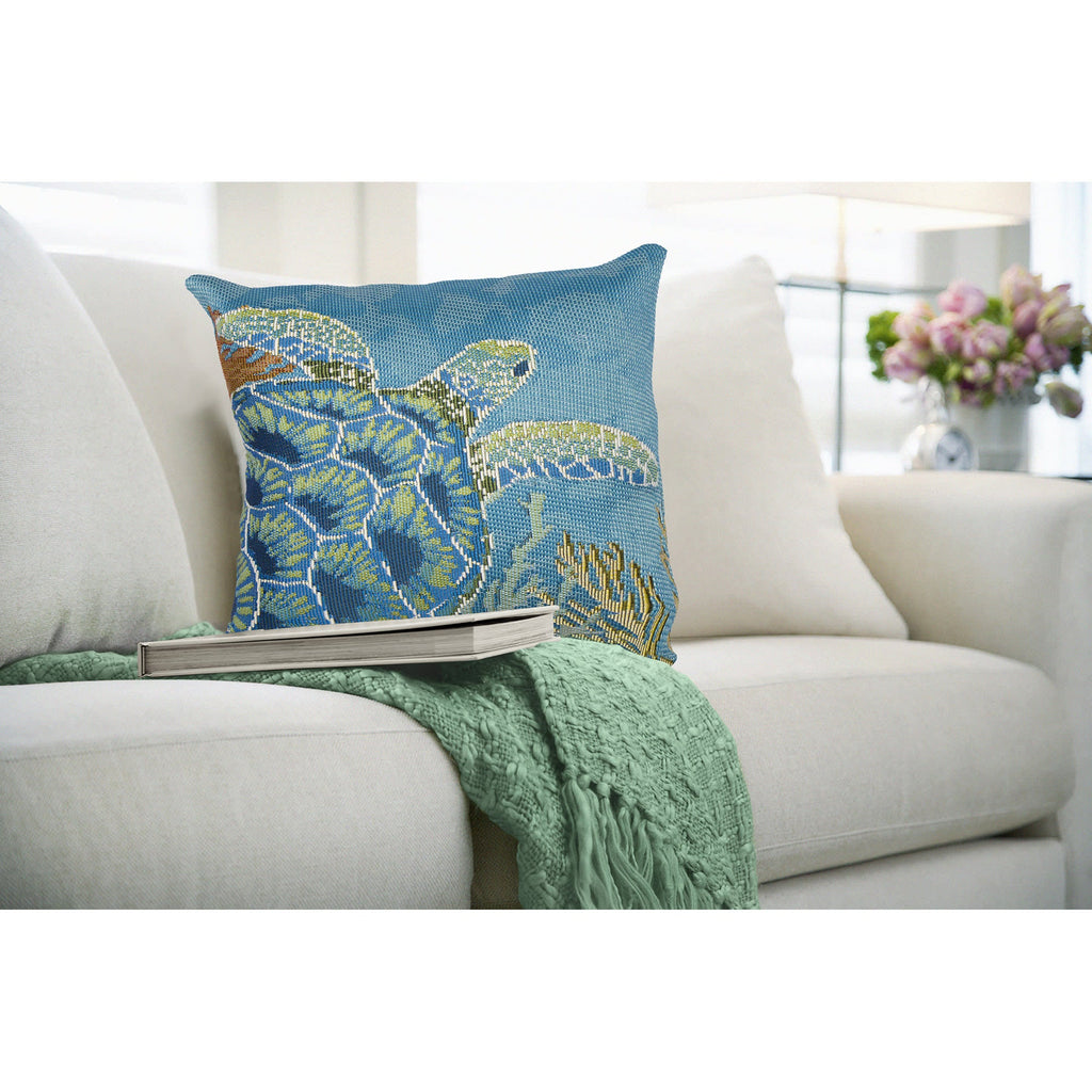Marina Seaturtle Garden Indoor Outdoor Throw Pillow