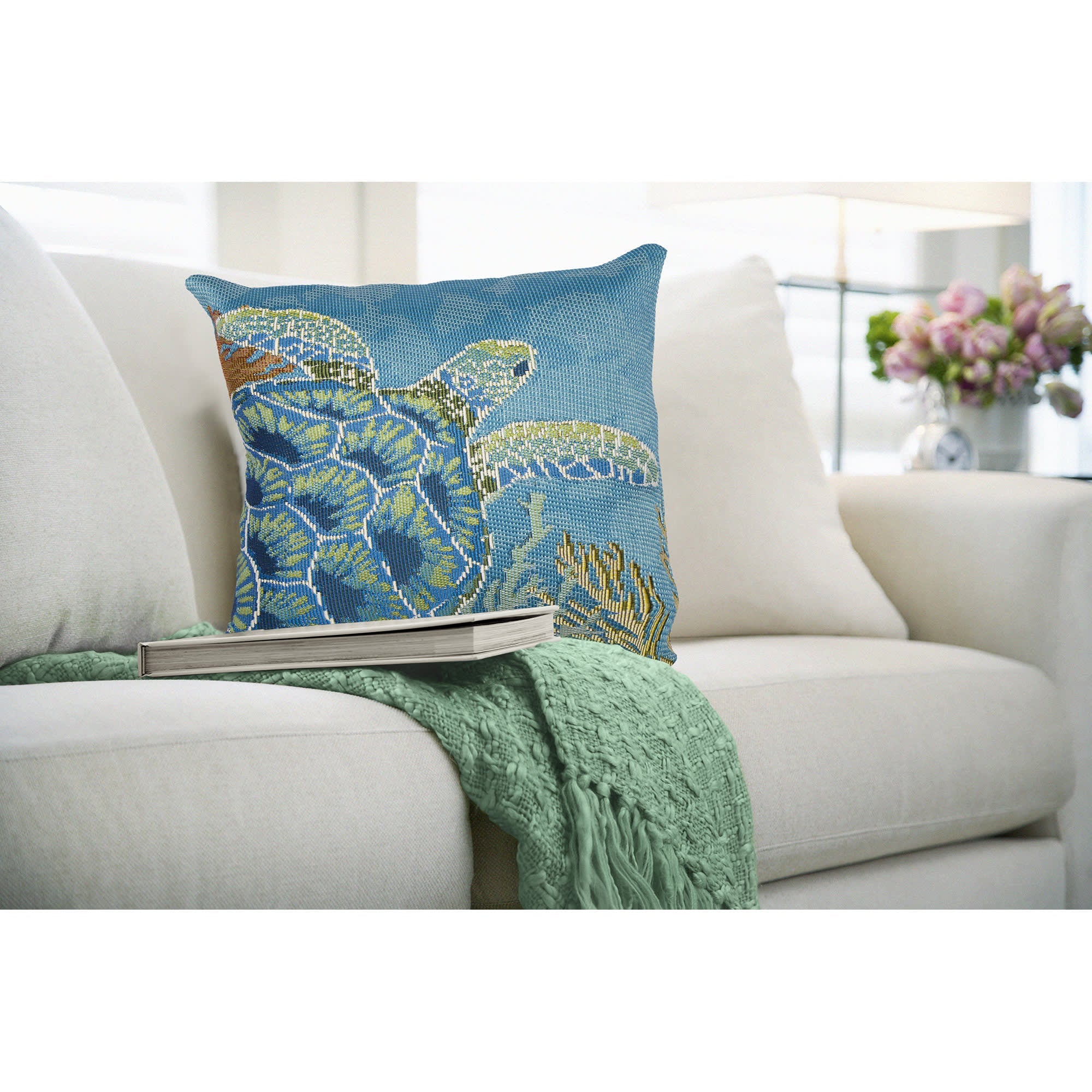 Marina Seaturtle Garden Indoor Outdoor Throw Pillow