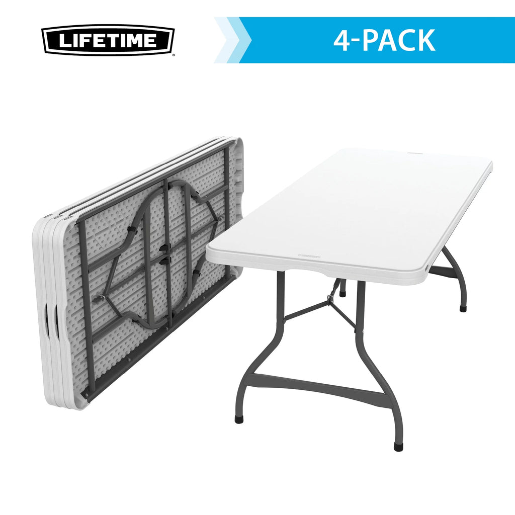 White Granite Set of 4 Rectangle Folding Table E167