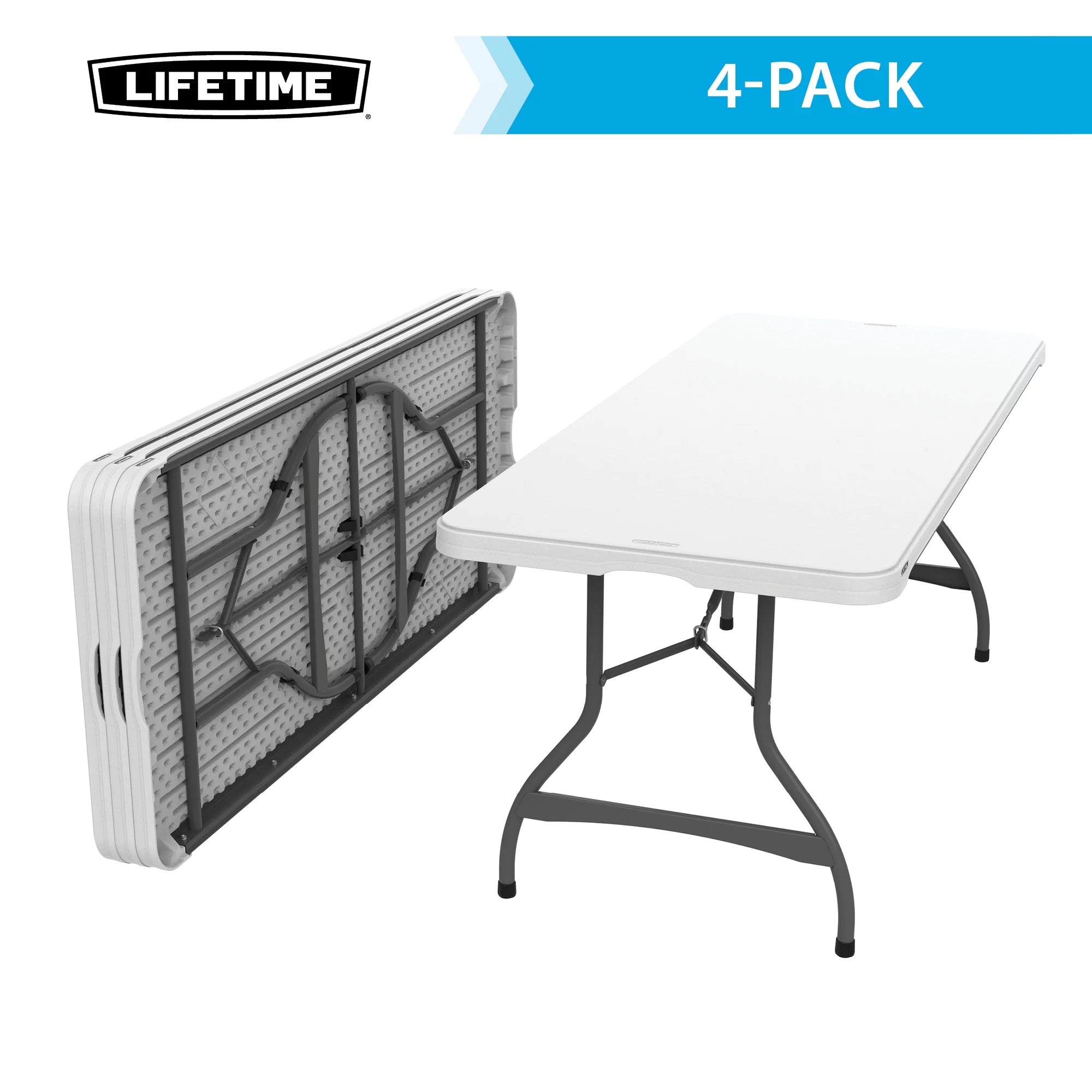 White Granite Set of 4 Rectangle Folding Table E167