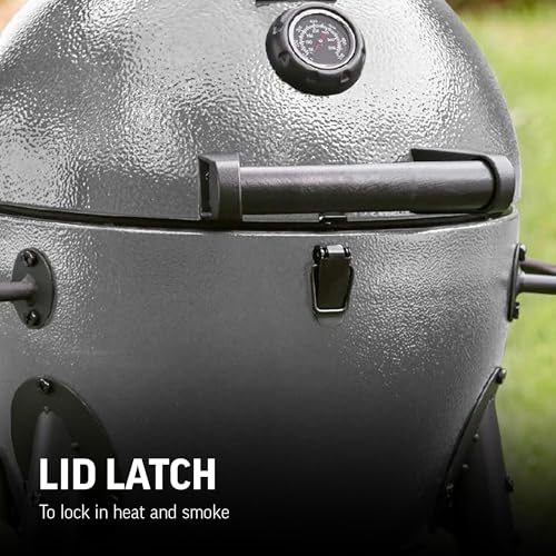 Portable Kamado Charcoal Grill and Smoker with Cast Iron Grates and Locking Lid M722