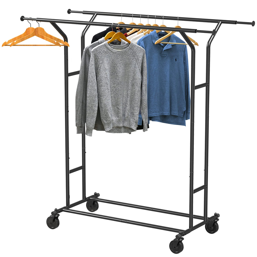Black Double Rail Clothing Garment Rack O9303