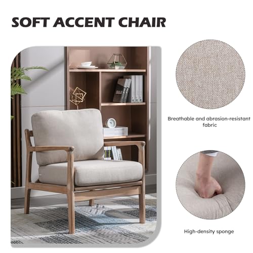 Set of 2 Upholstered Linen Fabric Armchair with Solid Wood Frame P703695