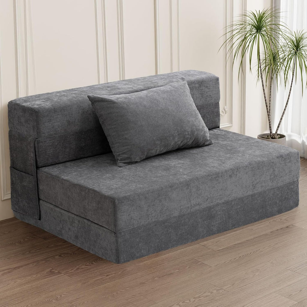 Gray Twin Folding Sofa Bed with Pillow A423381