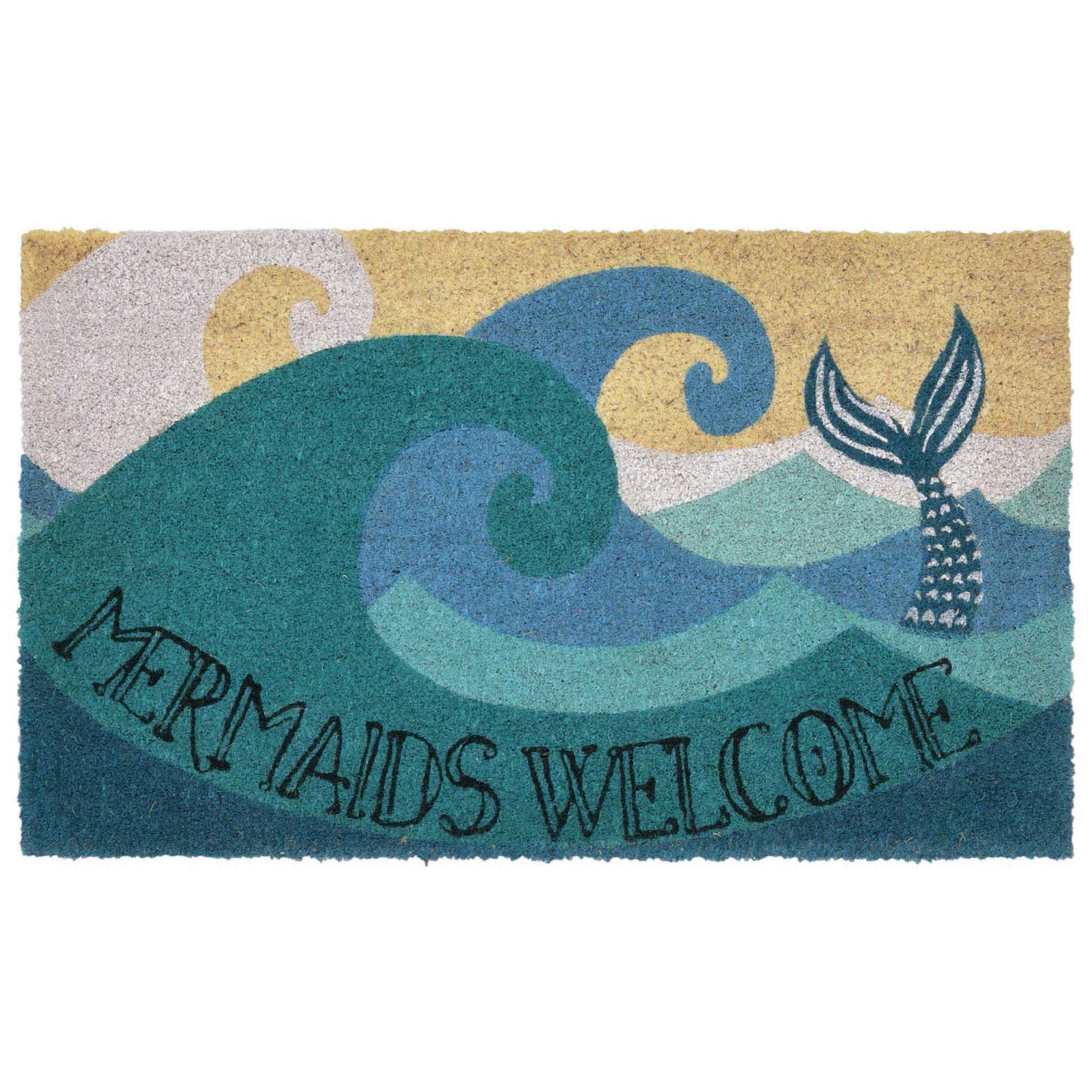 Natura Mermaids Welcome Coir Doormat with Non-Slip Backing