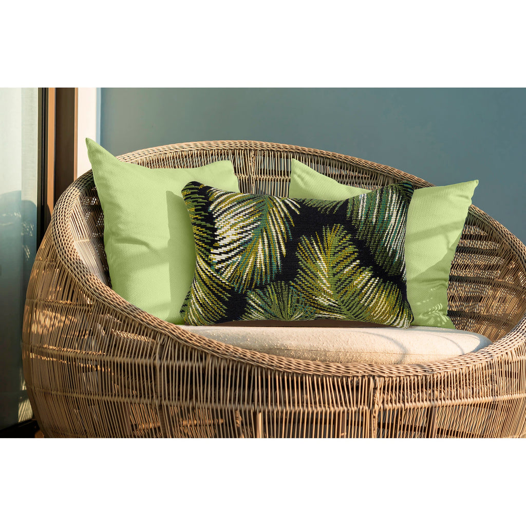 Marina Palm Border Indoor Outdoor Throw Pillow