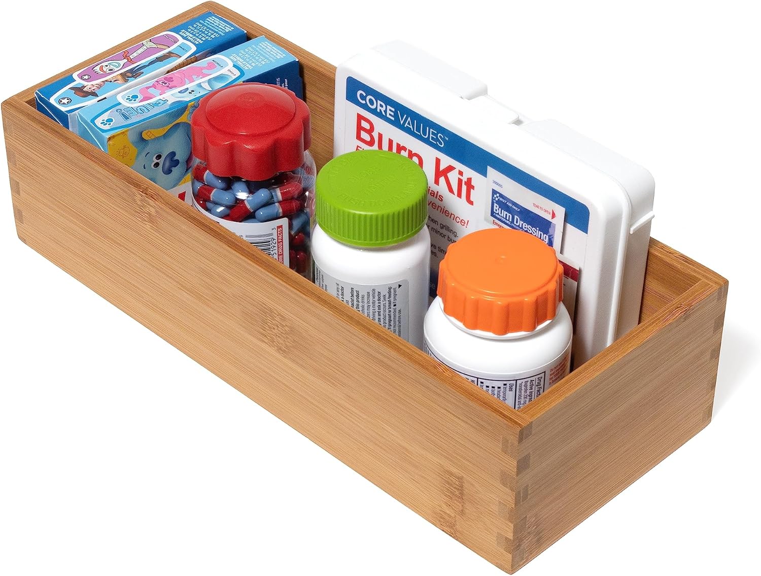 Bamboo Utensil Holder Storage Box, 5" x 12" x 3" D934651
