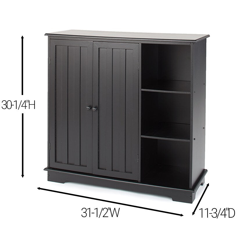 Beadboard Storage Cabinet with 3 Shelves and Cupboard