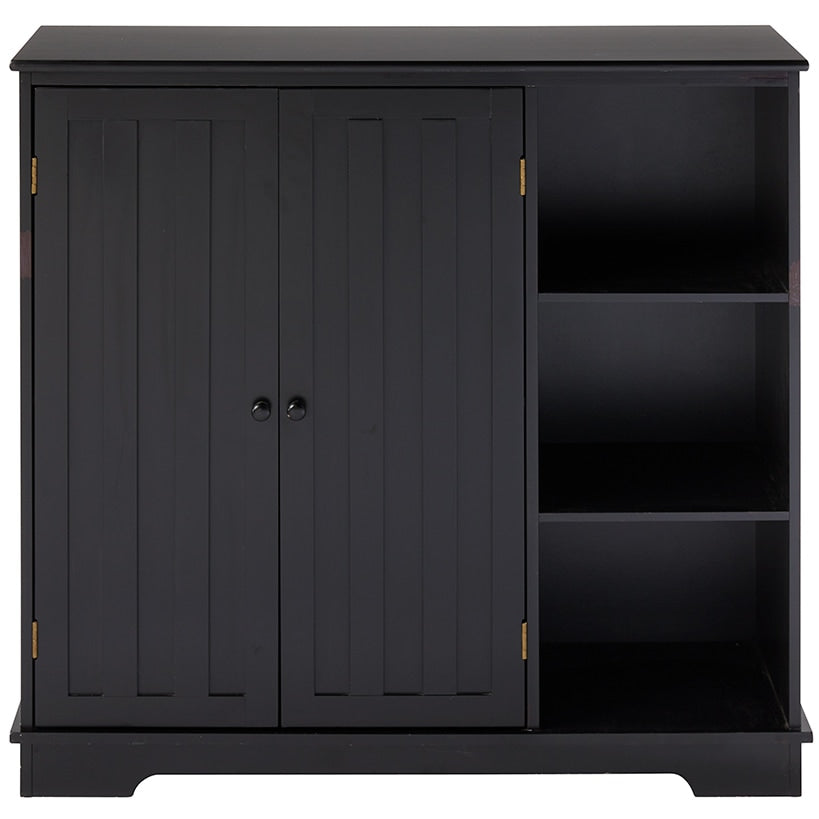 Beadboard Storage Cabinet with 3 Shelves and Cupboard