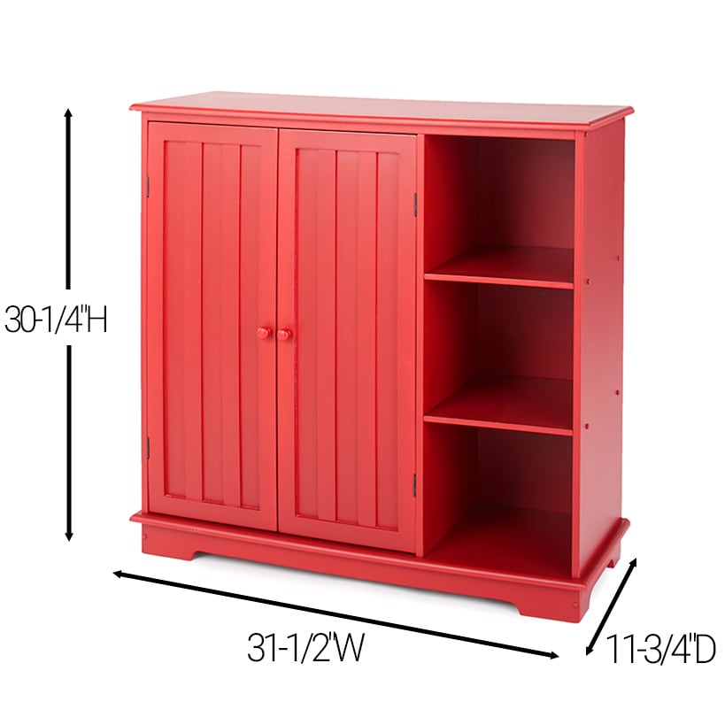 Beadboard Storage Cabinet with 3 Shelves and Cupboard
