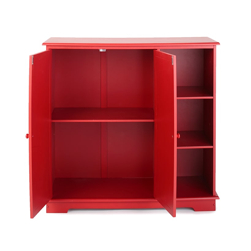 Beadboard Storage Cabinet with 3 Shelves and Cupboard