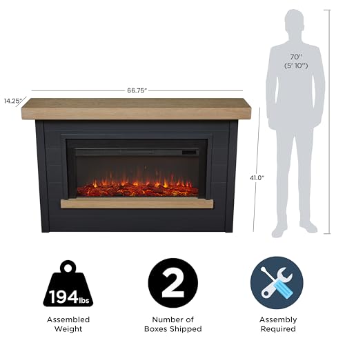 White 67" Electric Fireplace with Mantel X1386