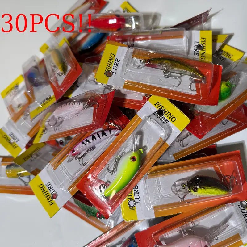 30pcs Mixed Color PP Fishing Lures Crankbaits Kit M675