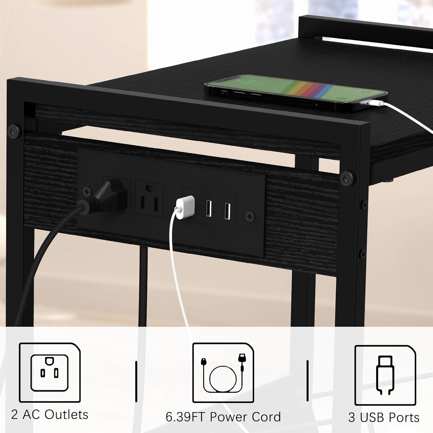 Black Record Player Table Z6482