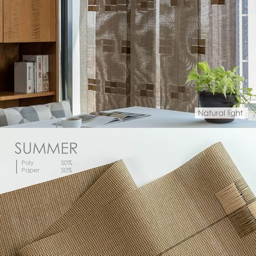 Adjustable Sliding Track Vertical Blinds 45.8"-86" W x 96" H Woven Fabric Panel Shades L745