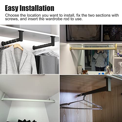 10 20 30 40 50 60 70 80cm Heavy Duty Closet Rod with Screws & Flange S751184