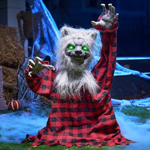 Animated Werewolf Prop with Moving Arms & Light-Up Eyes L153041