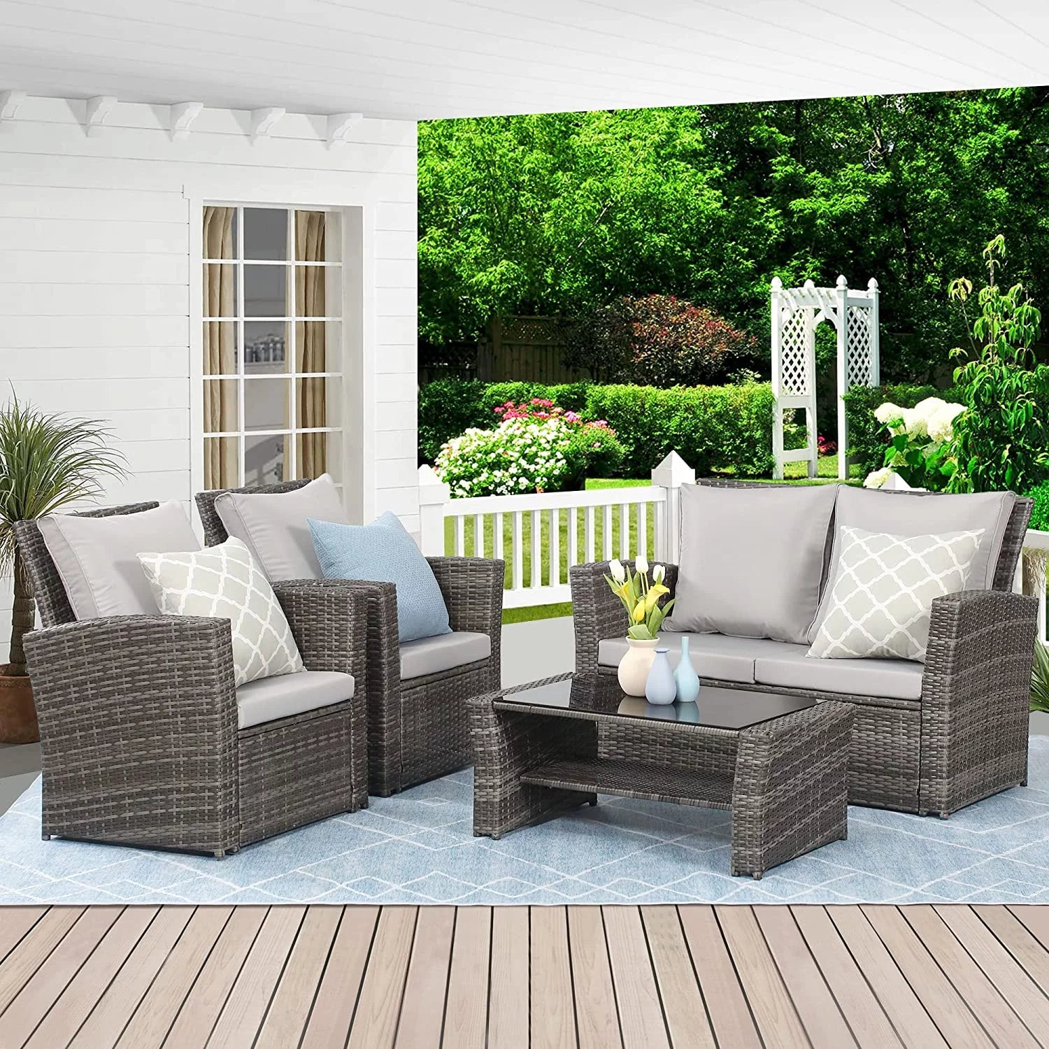 Gray Rattan Wicker Outdoor Patio Furniture Set X993