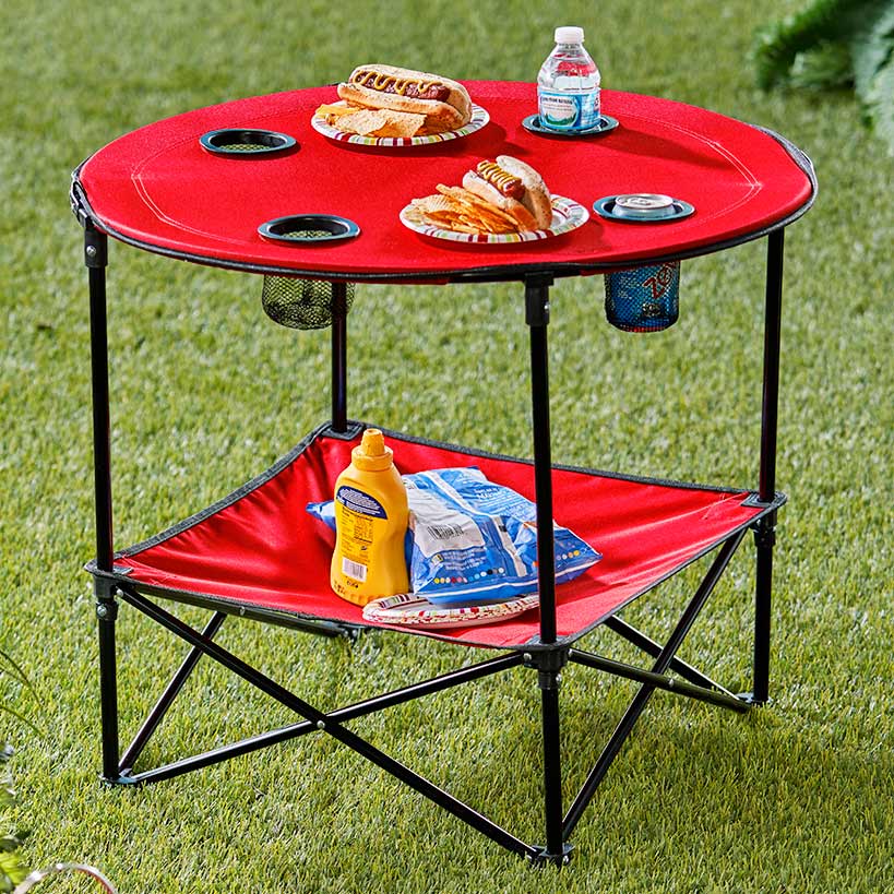Portable Folding Picnic Table with Shelf, Waterproof K830265
