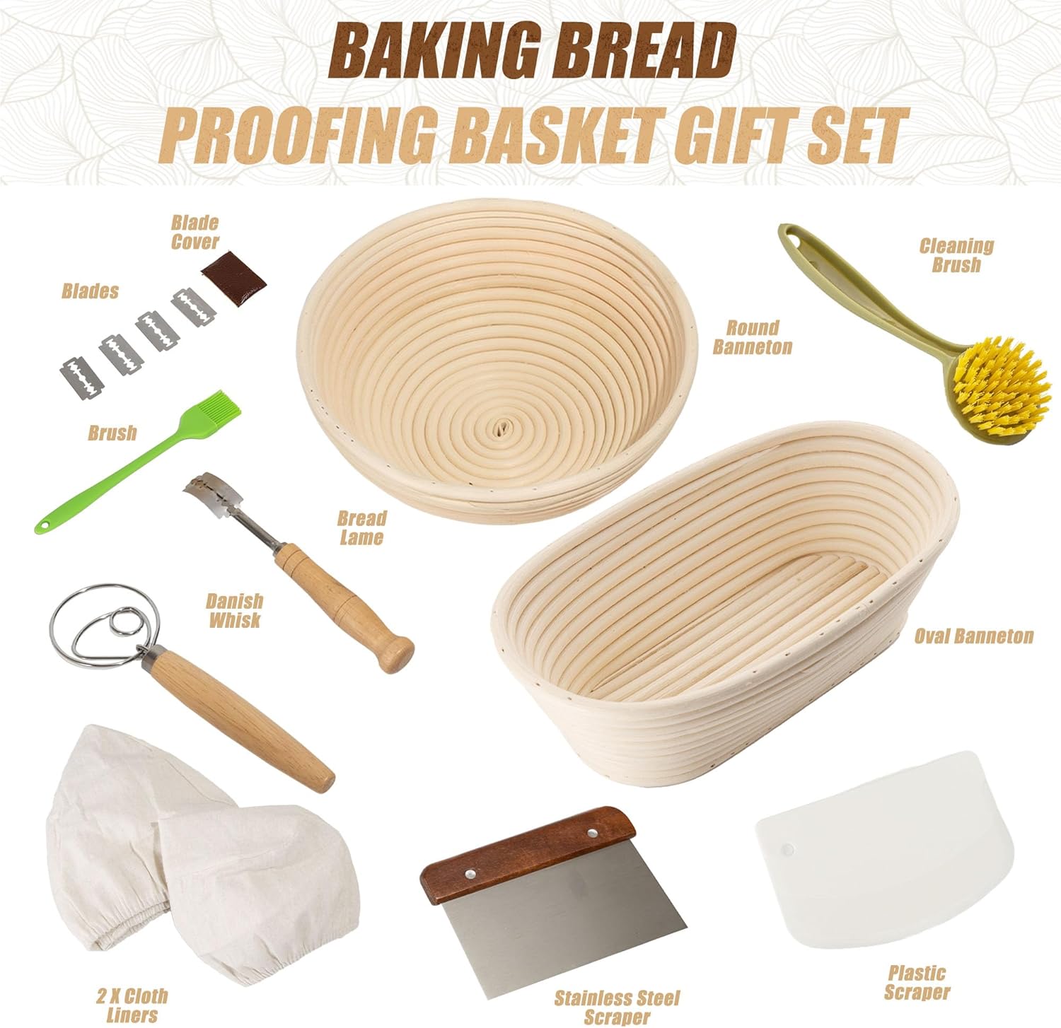 9 Inch Round & 10 Oval Rattan Bread Proofing Baskets Set N670