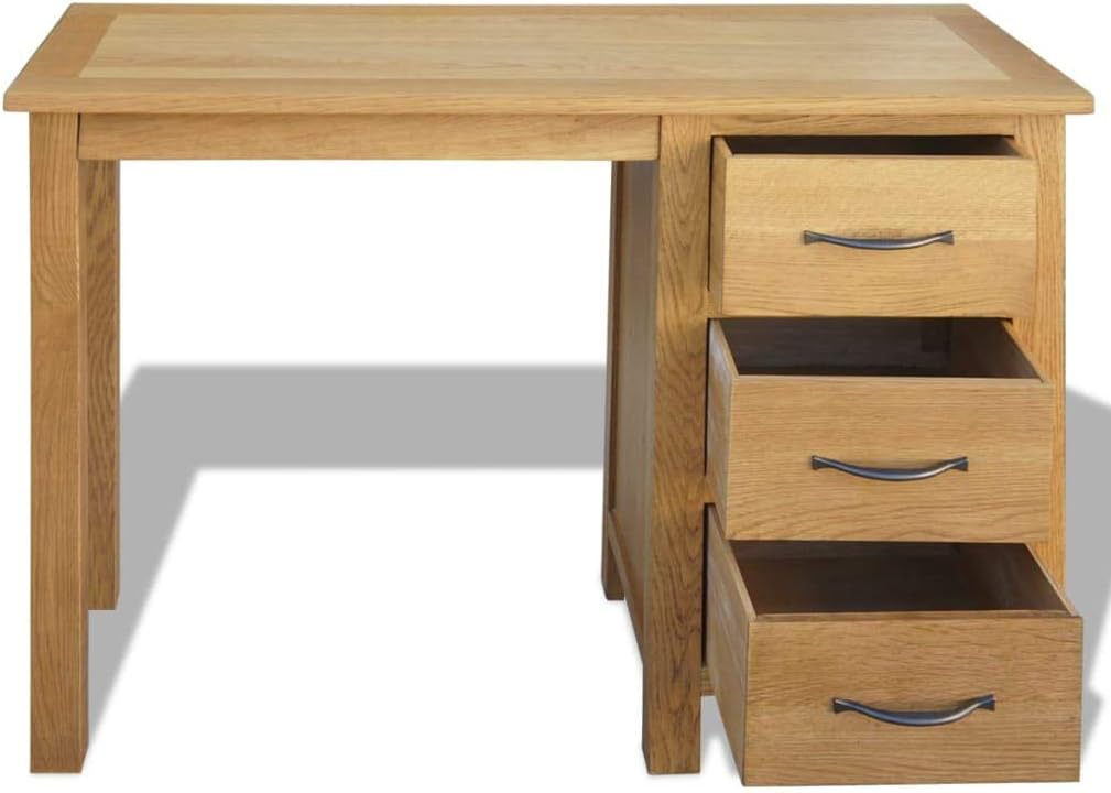 Solid Oak Wood Desk with 3 Drawers 41.7"x15.7"x29.5" O5563