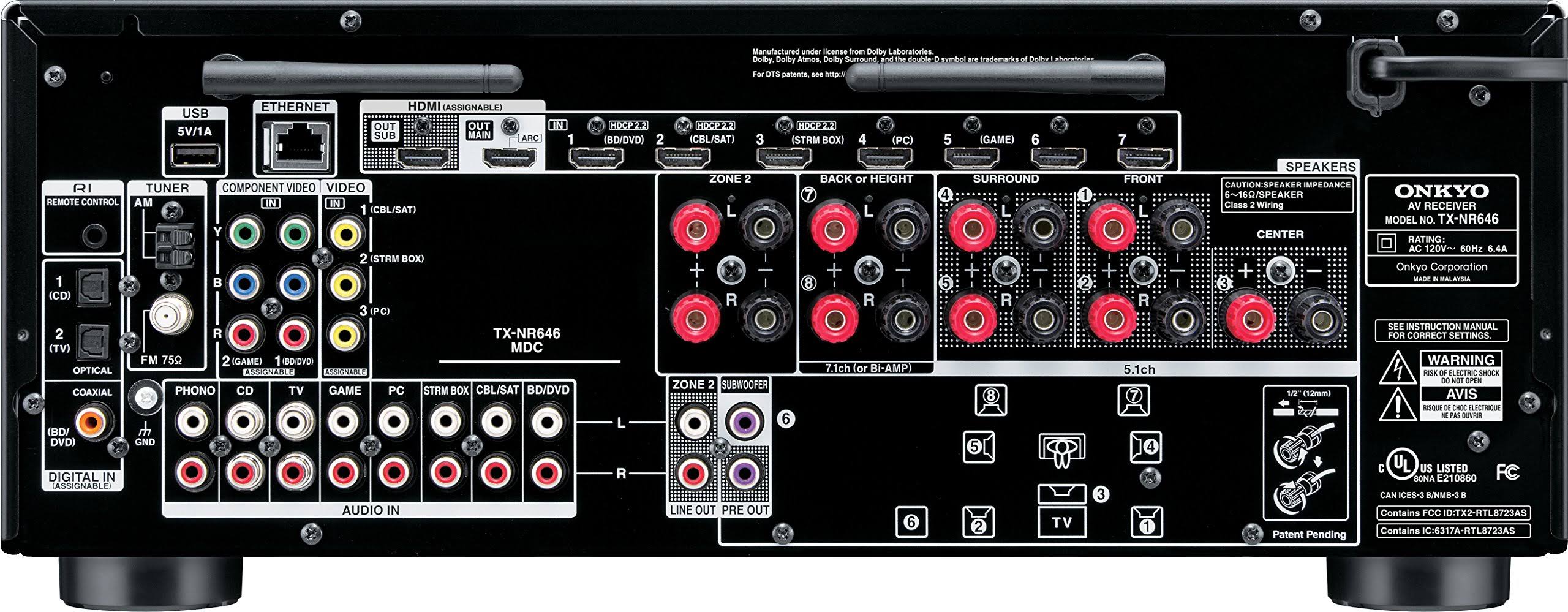 Black 7.2 Channel AV Network Receiver E498818