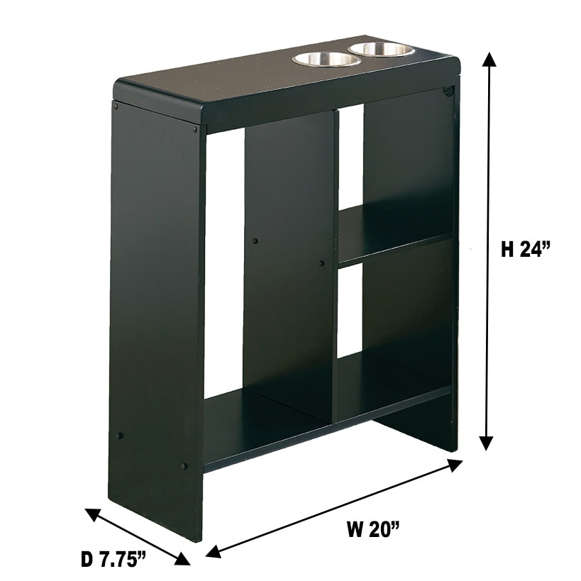 Side End Table with Drink Holders, Storage Shelves, Magazine Holder